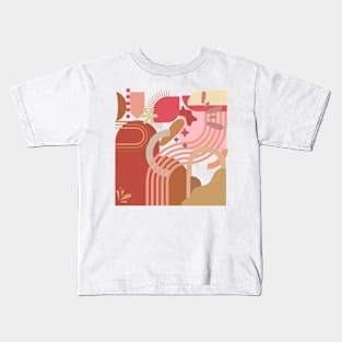 Pink Shades Funky Geometric Pattern Kids T-Shirt